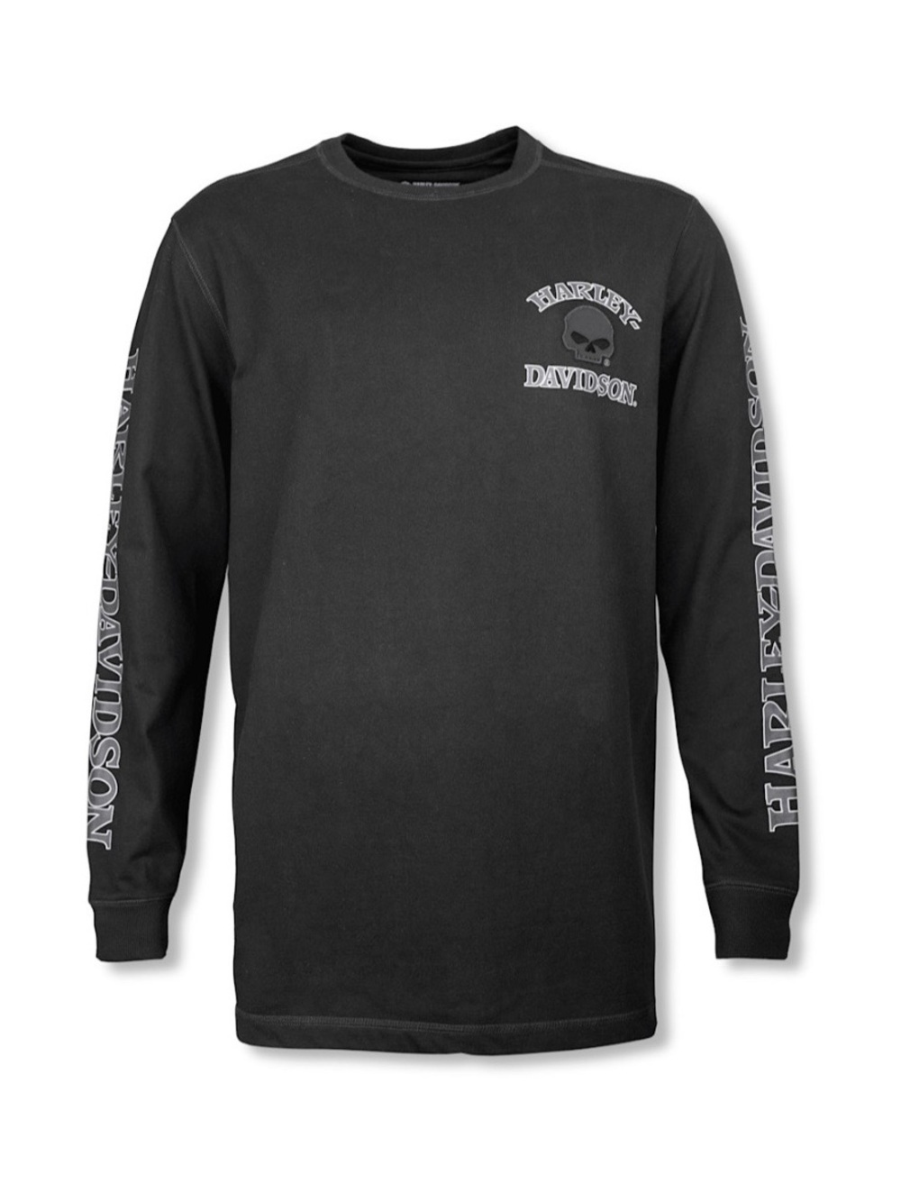 Harley Davidson Embroidered Willie G Skull Long Sleeve Black Tee-Men’s L
